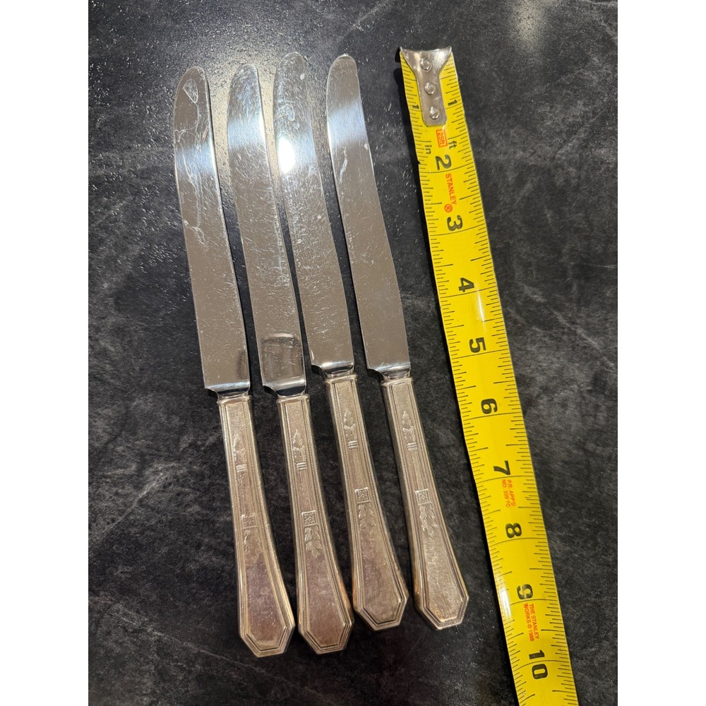 Set of 4 WM Rogers Mayfair 1923 Silver Plate Dinner Knives 9.5 Inch Stainless